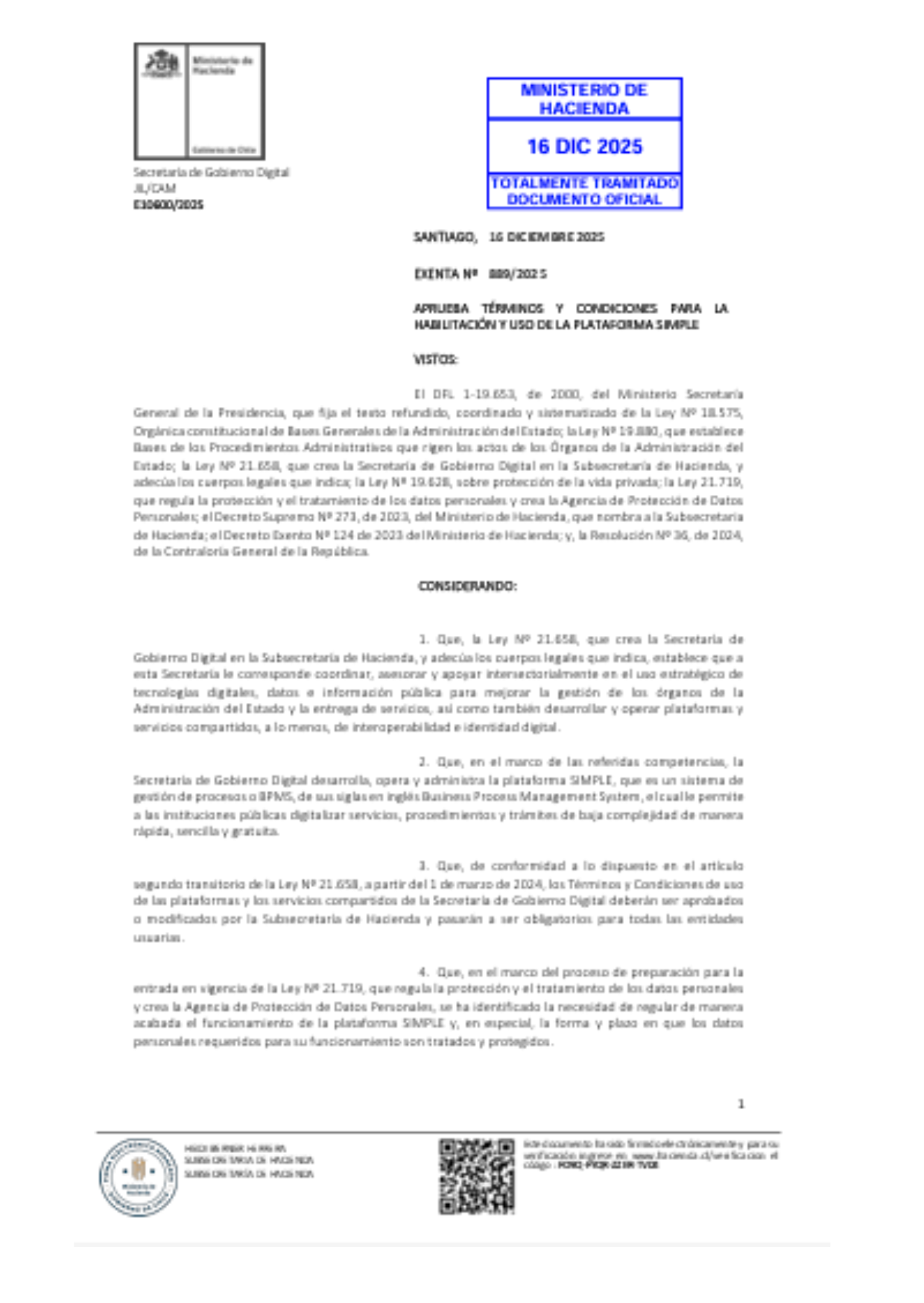 Imagen para recurso Términos y condiciones para la habilitación y uso de la plataforma SIMPLE